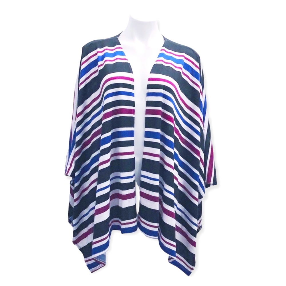Travel Elements Striped Cardigan, Poncho Knit Sweater Size L New w/Tag